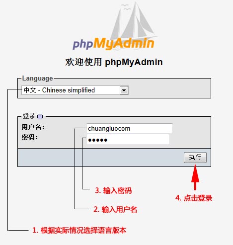 在本地登陸phpmyadmin控制面板